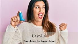  Presentation with asthma - Slide deck having beautiful-hispanic-woman-holding-medical background and a soft green colored foreground