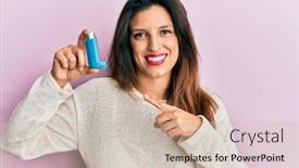  Presentation with asthma - Cool new PPT theme with beautiful-hispanic-woman-holding-medical backdrop and a soft green colored foreground