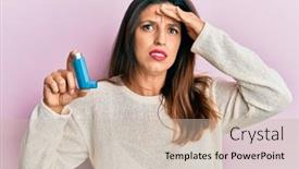  Presentation with asthma - Amazing presentation theme having beautiful-hispanic-woman-holding-medical backdrop and a soft green colored foreground