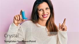  Presentation with beautiful hispanic woman - Beautiful PPT layouts featuring beautiful-hispanic-woman-holding-medical backdrop and a soft green colored foreground