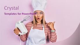  Presentation with beautiful hispanic woman - Presentation design with beautiful-hispanic-woman-holding-pastry background and a lemonade colored foreground