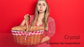  Presentation with picnic - PPT theme consisting of beautiful-hispanic-woman-holding-picnic background and a red colored foreground