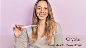  Presentation with beautiful hispanic woman - Presentation design consisting of beautiful-hispanic-woman-holding-pregnancy background and a coral colored foreground