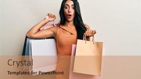  Presentation with beautiful hispanic woman - Amazing presentation theme having beautiful-hispanic-woman-holding-shopping backdrop and a coral colored foreground
