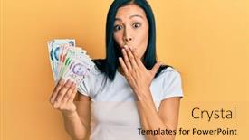  Presentation with beautiful hispanic woman - Colorful slide set enhanced with beautiful-hispanic-woman-holding-singapore backdrop and a yellow colored foreground