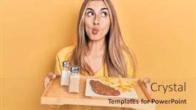  Presentation with beautiful hispanic woman - Theme featuring beautiful-hispanic-woman-holding-tray background and a  colored foreground
