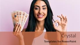  Presentation with united kingdom - Presentation theme with beautiful-hispanic-woman-holding-united background and a coral colored foreground