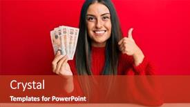  Presentation with beautiful hispanic woman - Amazing PPT theme having beautiful-hispanic-woman-holding-united backdrop and a crimson colored foreground