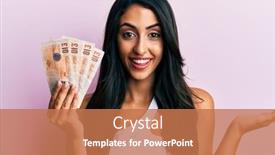  Presentation with united kingdom - Colorful PPT theme enhanced with beautiful-hispanic-woman-holding-united backdrop and a coral colored foreground