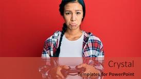  Presentation with beautiful hispanic woman - Cool new slides with beautiful-hispanic-woman-playing-video backdrop and a red colored foreground