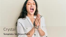  Presentation with beautiful hispanic woman - PPT theme enhanced with beautiful-hispanic-woman-playing background and a soft green colored foreground