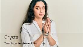  Presentation with beautiful hispanic woman - Slide set consisting of beautiful-hispanic-woman-playing background and a soft green colored foreground