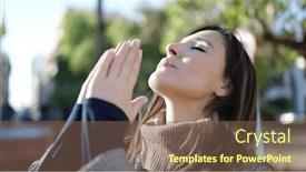  Presentation with beautiful hispanic woman - Presentation theme enhanced with beautiful-hispanic-woman-praying background and a violet colored foreground