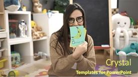  Presentation with teaching - Slides featuring beautiful-hispanic-woman-preschool-teacher background and a tawny brown colored foreground