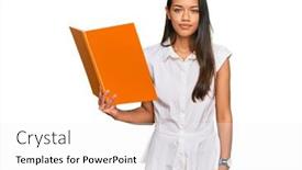  Presentation with beautiful hispanic woman - Cool new PPT layouts with beautiful-hispanic-woman-reading-book backdrop and a white colored foreground