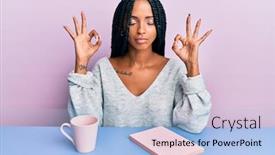  Presentation with beautiful hispanic woman - Cool new presentation theme with beautiful-hispanic-woman-reading backdrop and a light blue colored foreground