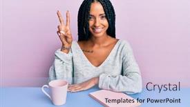  Presentation with coffee book - Slide deck consisting of beautiful-hispanic-woman-reading background and a light blue colored foreground