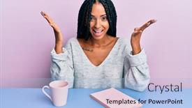  Presentation with coffee book - Slides having beautiful-hispanic-woman-reading background and a light blue colored foreground