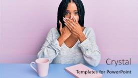  Presentation with coffee book - Slides with beautiful-hispanic-woman-reading background and a light blue colored foreground