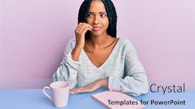  Presentation with drinking problem - Presentation enhanced with beautiful-hispanic-woman-reading background and a light blue colored foreground