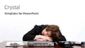  Presentation with beautiful hispanic woman - Cool new presentation theme with beautiful hispanic woman sleeping at desk backdrop and a white colored foreground