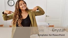  Presentation with beautiful hispanic woman - Theme having beautiful-hispanic-woman-standing background and a coral colored foreground