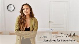  Presentation with beautiful hispanic woman - Presentation theme having beautiful-hispanic-woman-standing background and a mint green colored foreground