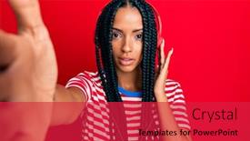  Presentation with attitude - Amazing PPT theme having beautiful-hispanic-woman-taking backdrop and a red colored foreground