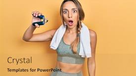  Presentation with beautiful hispanic woman - Presentation with beautiful-hispanic-woman-training-muscle background and a yellow colored foreground