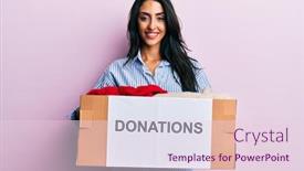 Presentation with beautiful hispanic woman - Presentation consisting of beautiful-hispanic-woman-volunteer-holding background and a lemonade colored foreground