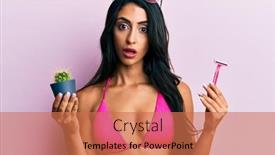  Presentation with razor - Audience pleasing PPT layouts consisting of beautiful-hispanic-woman-wearing-bikini backdrop and a coral colored foreground