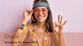  Presentation with beautiful hispanic woman - Slides enhanced with beautiful-hispanic-woman-wearing-bohemian background and a coral colored foreground