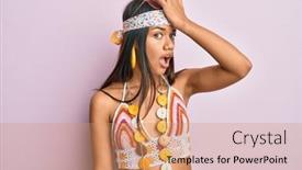  Presentation with bohemian wedding designs - Slide set consisting of beautiful-hispanic-woman-wearing-bohemian background and a coral colored foreground