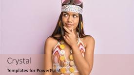  Presentation with bohemian - Presentation design consisting of beautiful-hispanic-woman-wearing-bohemian background and a coral colored foreground