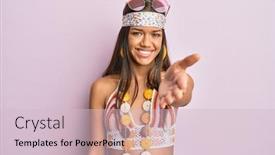  Presentation with arabian woman wearing hijab muslim - Colorful presentation theme enhanced with beautiful-hispanic-woman-wearing-bohemian backdrop and a lemonade colored foreground