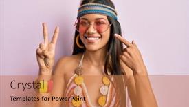  Presentation with beautiful hispanic woman - PPT layouts having beautiful-hispanic-woman-wearing-bohemian background and a coral colored foreground