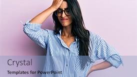  Presentation with memory - Slide set with beautiful-hispanic-woman-wearing-casual background and a light blue colored foreground