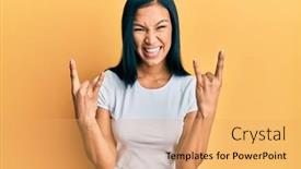  Presentation with beautiful hispanic woman - Theme consisting of beautiful-hispanic-woman-wearing-casual background and a yellow colored foreground