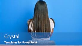  Presentation with standing sitting - Slide deck enhanced with beautiful-hispanic-woman-wearing-casual background and a teal colored foreground