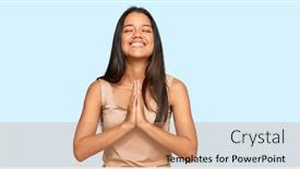  Presentation with beautiful hispanic woman - Colorful presentation theme enhanced with beautiful-hispanic-woman-wearing-casual backdrop and a coral colored foreground