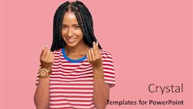  Presentation with salary - Colorful PPT theme enhanced with beautiful-hispanic-woman-wearing-casual backdrop and a coral colored foreground