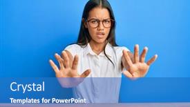  Presentation with beautiful hispanic woman - PPT layouts featuring beautiful-hispanic-woman-wearing-casual background and a teal colored foreground