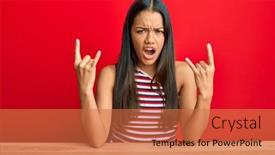  Presentation with rock music - Audience pleasing PPT layouts consisting of beautiful-hispanic-woman-wearing-casual backdrop and a coral colored foreground
