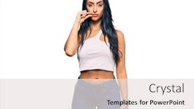  Presentation with lips mouth - Presentation theme having beautiful-hispanic-woman-wearing-casual background and a sky blue colored foreground