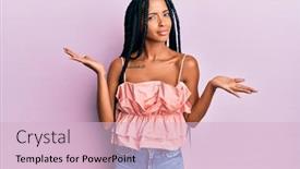  Presentation with beautiful hispanic woman - Slide set having beautiful-hispanic-woman-wearing-casual background and a lemonade colored foreground