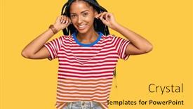  Presentation with beautiful hispanic woman - Slide set with beautiful-hispanic-woman-wearing-casual background and a yellow colored foreground