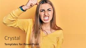  Presentation with arabian woman wearing hijab muslim - Slide set featuring beautiful-hispanic-woman-wearing-casual background and a yellow colored foreground