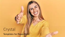  Presentation with hispanic heritage celebration - Presentation theme featuring beautiful-hispanic-woman-wearing-casual background and a yellow colored foreground