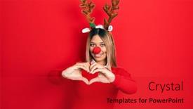  Presentation with beautiful hispanic woman - Presentation theme featuring beautiful-hispanic-woman-wearing-deer background and a  colored foreground