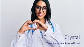 Presentation with beautiful hispanic woman - Presentation enhanced with beautiful-hispanic-woman-wearing-doctor background and a sky blue colored foreground